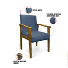 Poltrona Eloisa Suede Base De Madeira Castanho - Azul Marinho