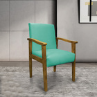 Poltrona Eloisa Suede Base De Madeira Castanho - Azul Turquesa