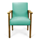 Poltrona Eloisa Suede Base De Madeira Castanho - Azul Turquesa