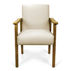 Poltrona Eloisa Suede Base De Madeira Castanho - Bege