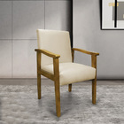 Poltrona Eloisa Suede Base De Madeira Castanho - Bege