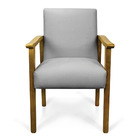 Poltrona Eloisa Suede Base De Madeira Castanho - Cinza