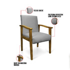 Poltrona Eloisa Suede Base De Madeira Castanho - Cinza