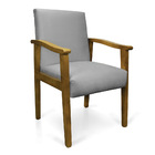 Poltrona Eloisa Suede Base De Madeira Castanho - Cinza