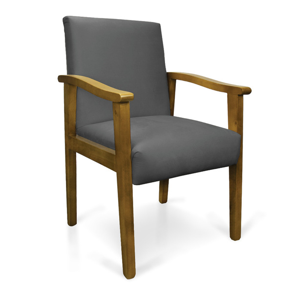 Poltrona Eloisa Suede Base De Madeira Castanho - Grafite