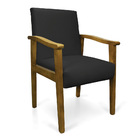 Poltrona Eloisa Suede Base De Madeira Castanho - Preto