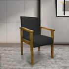 Poltrona Eloisa Suede Base De Madeira Castanho - Preto