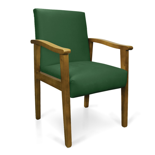 Poltrona Eloisa Suede Base De Madeira Castanho - Verde