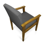 Poltrona Eloisa Suede Grafite Base De Madeira Castanho