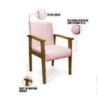 Poltrona Eloisa Suede Rosa Bebê Base De Madeira Castanho