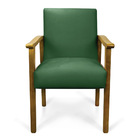 Poltrona Eloisa Suede Verde Base De Madeira Castanho