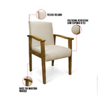 Poltrona Eloisa Veludo Base De Madeira Castanho - Bege