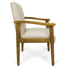 Poltrona Eloisa Veludo Bege Base De Madeira Castanho