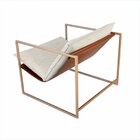 Poltrona Em Aço Com Estofado E Acabamento Em Couro Sara Champ