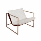 Poltrona Em Aço Com Estofado E Acabamento Em Couro Sara Champ