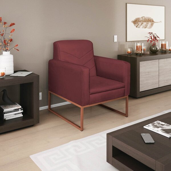 Poltrona Em Corano Com Base De Ferro Bali  Bordô