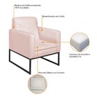 Poltrona Em Corano Com Base De Ferro Bali  Rosa Bebê