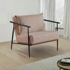 Poltrona Em Estrutura De Metal, Estofada E Almofada Inclusa F