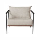 Poltrona Em Estrutura De Metal, Estofada E Almofada Inclusa F