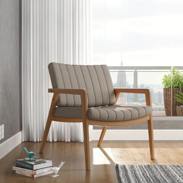 Poltrona Em Linho 104 Uxua Cinza/marrom