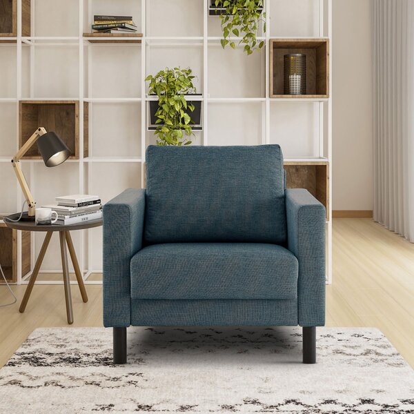 Poltrona Em Linho Antúrio Cabecasa Madeiraoriginals Azul