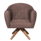 Poltrona Em Linho Base Giratória De Madeira Herrera Rosê