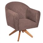 Poltrona Em Linho Base Giratória De Madeira Herrera Rosê