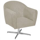Poltrona Em Linho Base Giratória De Metal Herrera Bege