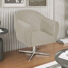Poltrona Em Linho Base Giratória De Metal Herrera Bege
