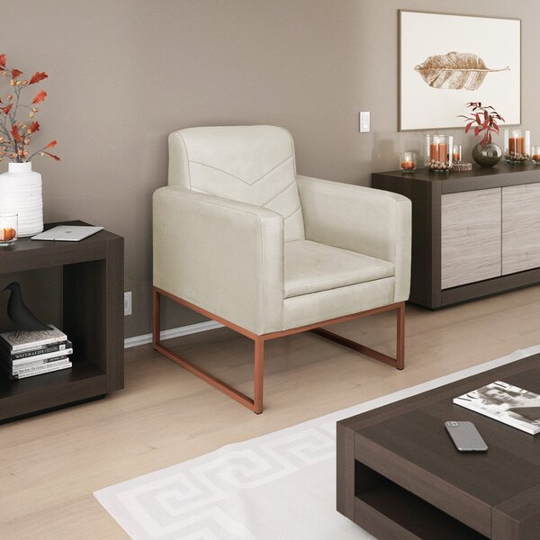 Poltrona Em Linho Com Base De Ferro Bali  Bege