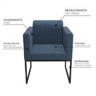 Poltrona Em Linho Com Pés Em Aço Ana Espresso Móveis Azul / P