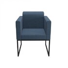 Poltrona Em Linho Com Pés Em Aço Ana Espresso Móveis Azul / P