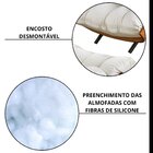 Poltrona Em Linho Costela Sala De Estar Bege/off White