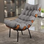 Poltrona Em Linho Costela Sala De Estar Grafite