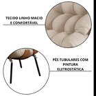 Poltrona Em Linho Costela Sem Puff Linho Bege Médio