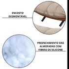 Poltrona Em Linho Costela Sem Puff Linho Bege Médio