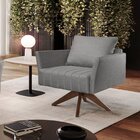 Poltrona Em Linho Helena  Cinza Claro