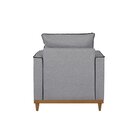 Poltrona Em Linho Pés E Base Madeira Roma Cinza