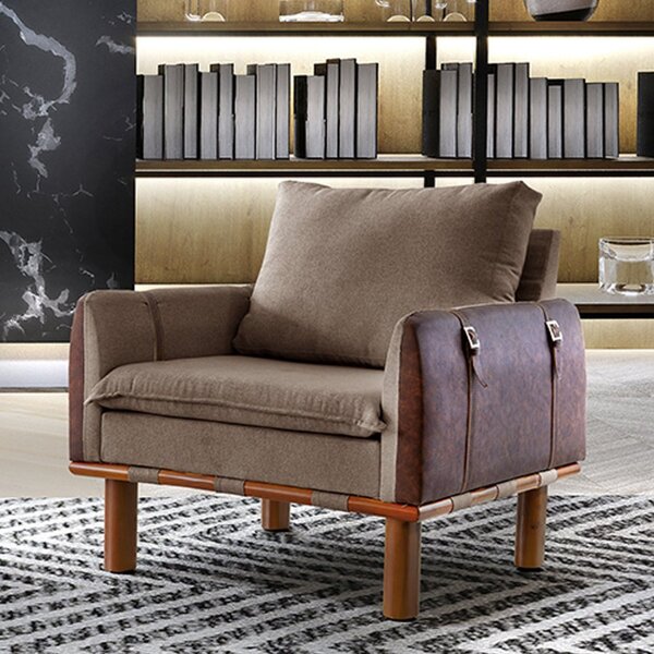 Poltrona Em Linho Pillar Hr Moveleira Marrom