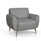 Poltrona Em Linho Sala De Estar Decorativa Com Pés De Alumíni