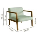 Poltrona Em Madeira Maciça Com Braço Gandia Nogueira/bege Cla