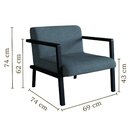 Poltrona Em Madeira Maciça Com Braço Gandia Preto/cinza Escuro