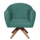 Poltrona Em Suede Base Giratória De Madeira Herrera Azul Tiff