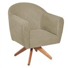 Poltrona Em Suede Base Giratória De Madeira Herrera Bege
