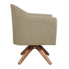 Poltrona Em Suede Base Giratória De Madeira Herrera Bege
