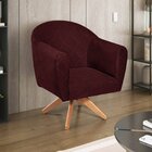 Poltrona Em Suede Base Giratória De Madeira Herrera Bordô