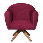 Poltrona Em Suede Base Giratória De Madeira Herrera Pink