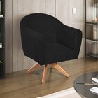 Poltrona Em Suede Base Giratória De Madeira Herrera Preto