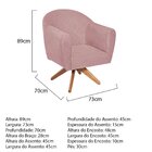 Poltrona Em Suede Base Giratória De Madeira Herrera Rosa Bebê