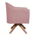 Poltrona Em Suede Base Giratória De Madeira Herrera Rosa Bebê